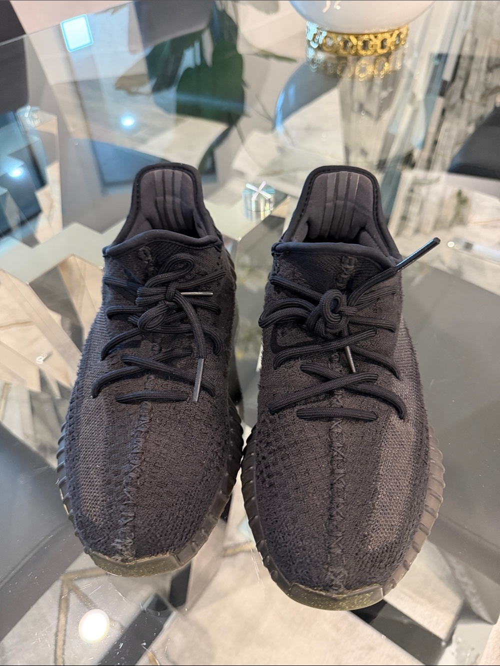 Yeezy Boost 350 V2 Triple Black Knit Sneakers